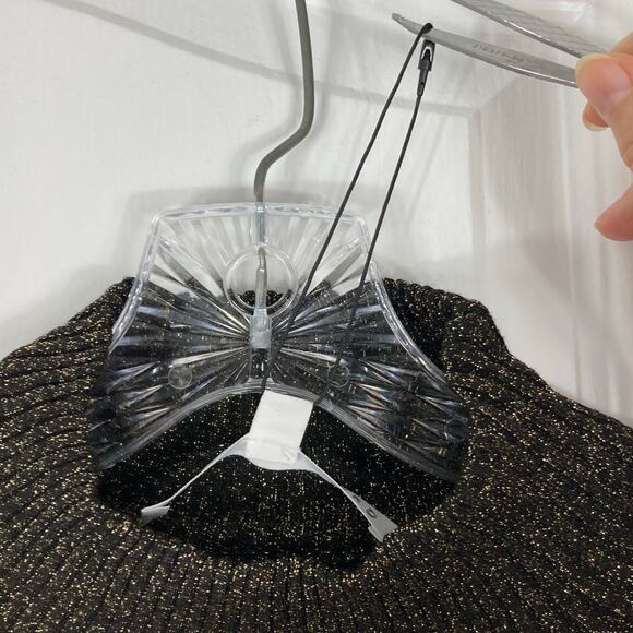 NWOT VERONICA BEARD Sweater XL Black Gold-Metallic Mock-Neck Flared-Cuff”Lilia” - Picture 5 of 12